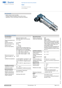 Baumer Y91 Pressure measurement Fiche technique