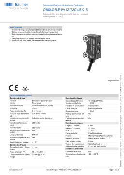 Baumer O200.GR.F-PV1Z.72CV/BX15 Diffuse sensor Fiche technique