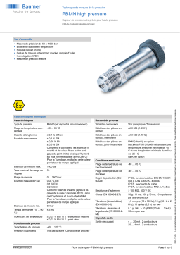 Baumer PBMN high pressure Pressure measurement Fiche technique