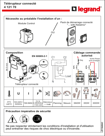 Legrand 412170 Manuel utilisateur | Fixfr