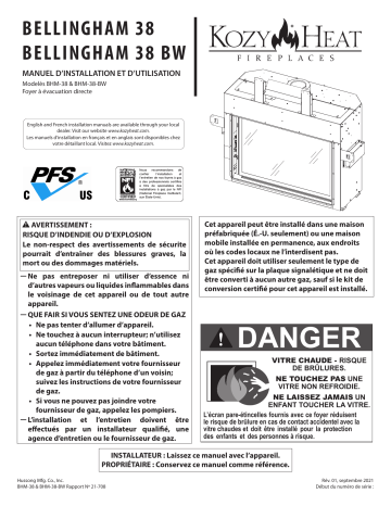 Kozyheat Bellingham 38 Gas Fireplace Manuel du propriétaire | Fixfr