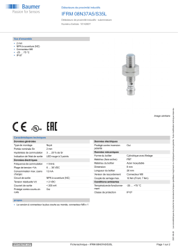 Baumer IFRM 08N37A5/S35L Inductive proximity switch Fiche technique