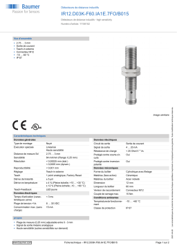 Baumer IR12.D03K-F60.IA1E.7FO/B015 Inductive distance sensor Fiche technique