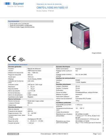 Baumer OM70-L1000.HV1000.VI Distance sensor Fiche technique | Fixfr