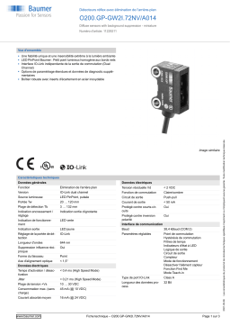 Baumer O200.GP-GW2I.72NV/A014 Diffuse sensor Fiche technique