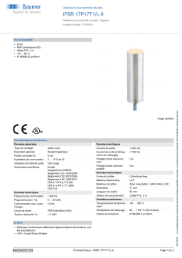 Baumer IFBR 17P17T1/L-9 Inductive proximity switch Fiche technique