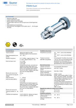 Baumer PBMN flush Pressure and continuous level measurement Fiche technique