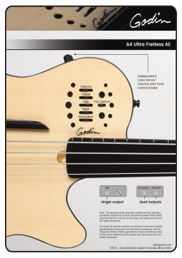 Godin A4 Ultra Fretless – 2021 Manuel du propriétaire