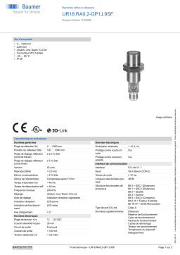 Baumer UR18.RA0.2-GP1J.9SF Ultrasonic retro-reflective sensor Fiche technique