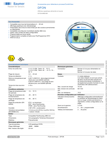 Baumer DFON Accessories process sensor Fiche technique | Fixfr