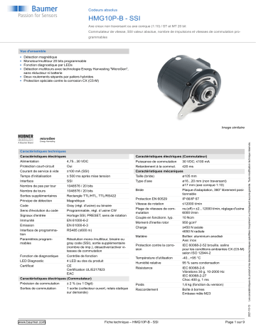 Baumer HMG10P-B - SSI Absolute encoder Fiche technique | Fixfr