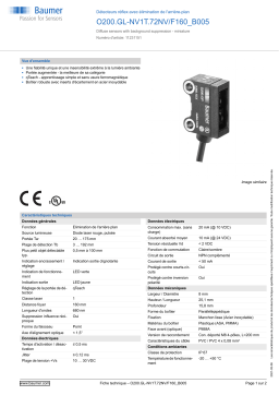 Baumer O200.GL-NV1T.72NV/F160_B005 Diffuse sensor Fiche technique