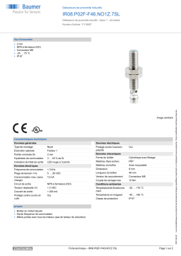 Baumer IR08.P02F-F46.NO1Z.7SL Inductive proximity switch Fiche technique