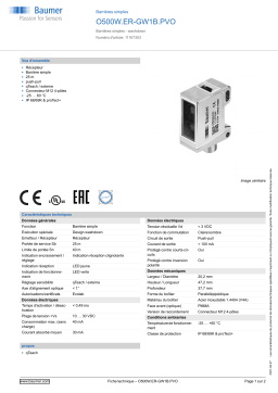 Baumer O500W.ER-GW1B.PVO Through beam sensor Fiche technique