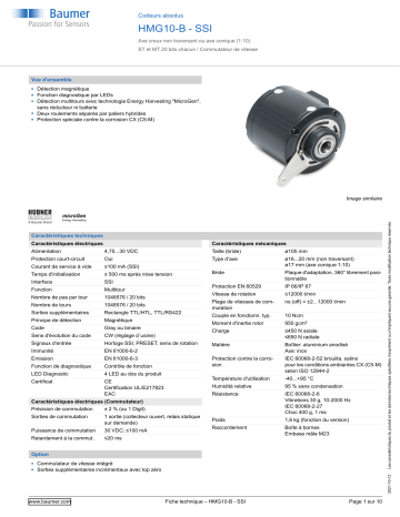 Baumer HMG10-B - SSI Absolute encoder Fiche technique | Fixfr