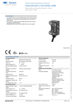 Baumer O200.GR-GW1J.72CV/E026_H006 Diffuse sensor Fiche technique