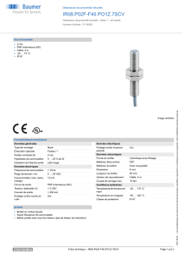 Baumer IR08.P02F-F40.PO1Z.7SCV Inductive proximity switch Fiche technique