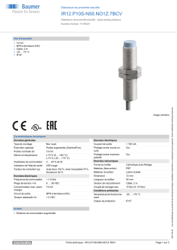 Baumer IR12.P10S-N50.NO1Z.7BCV Inductive proximity switch Fiche technique