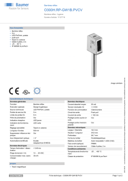 Baumer O300H.RP-GW1B.PVCV Retro-reflective sensor Fiche technique