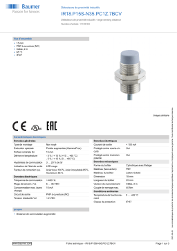 Baumer IR18.P15S-N35.PC1Z.7BCV Inductive proximity switch Fiche technique