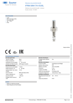 Baumer IFRM 08N17A1/S35L Inductive proximity switch Fiche technique