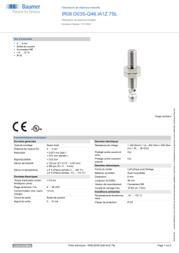 Baumer IR08.D03S-Q46.IA1Z.7SL Inductive distance sensor Fiche technique