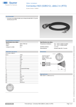 Baumer Connector M23 (S2BG12), 2 m cable (RTD) Cables / connector Fiche technique