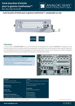 Analog way Input filler card for LivePremier series Fiche technique