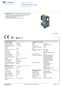 Baumer U300.EA0-GP2J.72N Ultrasonic through beam sensor Fiche technique