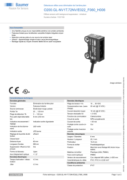 Baumer O200.GL-NV1T.72NV/E022_F060_H006 Diffuse sensor Fiche technique