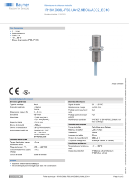 Baumer IR18V.D08L-F50.UA1Z.9BCU/A002_E010 Inductive distance sensor Fiche technique