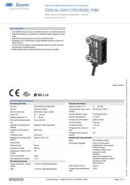 Baumer O200.GL-GW1J.72CV/E022_F060 Diffuse sensor Fiche technique