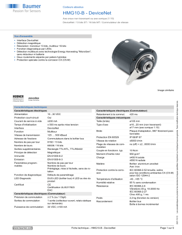 Baumer HMG10-B - DeviceNet Absolute encoder Fiche technique | Fixfr