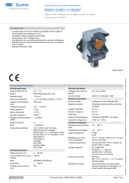 Baumer R600V.DAE0-11188367 Radar distance measuring sensor Fiche technique