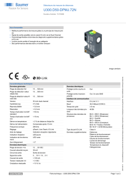 Baumer U300.D50-DPMJ.72N Ultrasonic distance measuring sensor Fiche technique