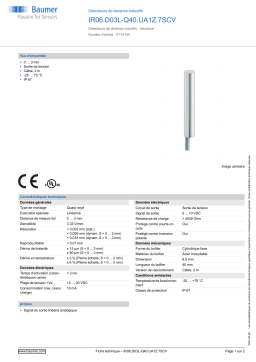 Baumer IR06.D03L-Q40.UA1Z.7SCV Inductive distance sensor Fiche technique