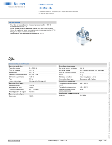 Baumer DLM30-IN Force sensor Fiche technique | Fixfr