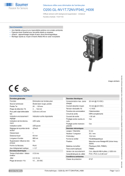 Baumer O200.GL-NV1T.72NV/F040_H006 Diffuse sensor Fiche technique