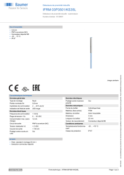 Baumer IFRM 03P3501/KS35L Inductive proximity switch Fiche technique