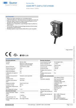 Baumer O200.RP.T-GW1J.72CV/H006 Retro-reflective sensor Fiche technique