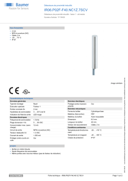 Baumer IR06.P02F-F40.NC1Z.7SCV Inductive proximity switch Fiche technique