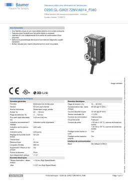 Baumer O200.GL-GW2I.72NV/A014_F040 Diffuse sensor Fiche technique