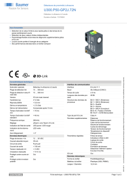 Baumer U300.P50-GP2J.72N Ultrasonic proximity sensor Fiche technique