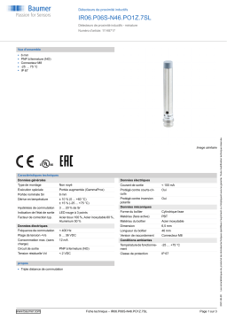 Baumer IR06.P06S-N46.PO1Z.7SL Inductive proximity switch Fiche technique