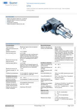 Baumer CTX Pressure measurement Fiche technique