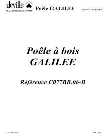 DEVILLE GALILÉE Poêle à Bois en Fonte Manuel utilisateur | Fixfr