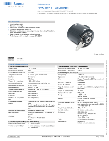 Baumer HMG10P-T - DeviceNet Absolute encoder Fiche technique | Fixfr