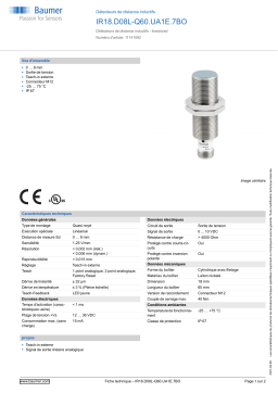 Baumer IR18.D08L-Q60.UA1E.7BO Inductive distance sensor Fiche technique