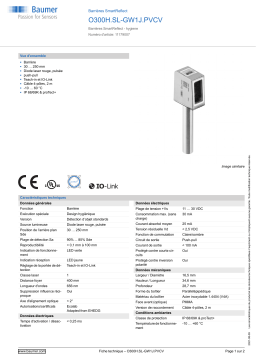 Baumer O300H.SL-GW1J.PVCV SmartReflect Light barrier Fiche technique