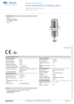 Baumer IR18.P10S-F60.PO1Z.7CF/Z001_E015 Inductive proximity switch Fiche technique